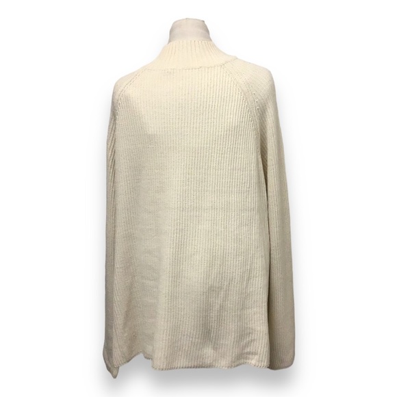 Unit Fashion Inc. Women’s Oversized Mock Neck Ribbed Sweater, Ivory, size 1X - Picture 2 of 10